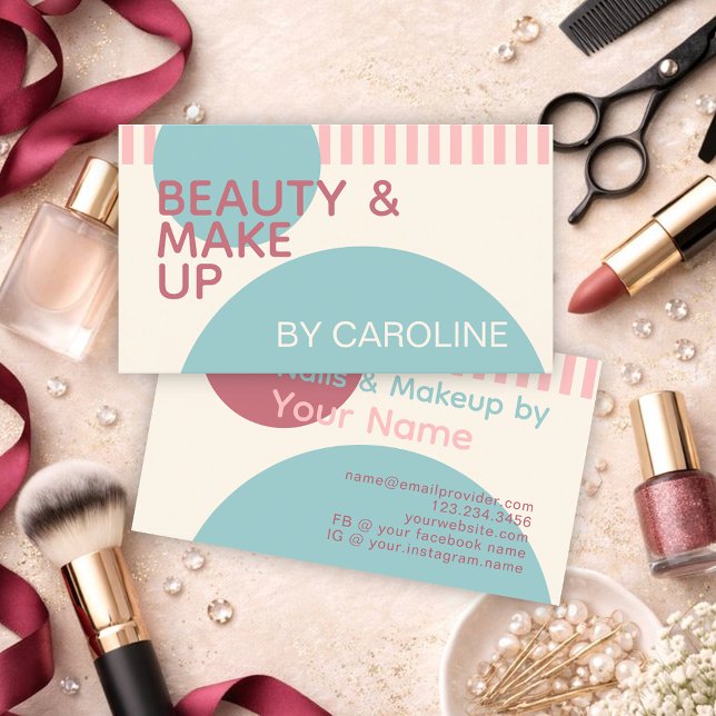 Dusty Rose Blush Pink Mint Teal Green Art Pattern Business Card (Creator Uploaded)