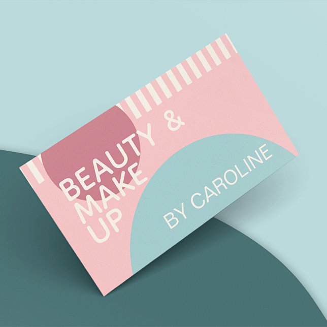 Dusty Rose Blush Pink Mint Teal Green Art Pattern Business Card (Creator Uploaded)