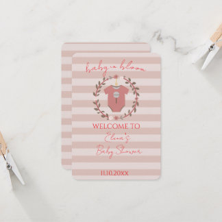 Dusty Rose Blush Pink Stripes Baby Girl Shower Invitation