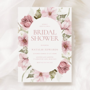 Dusty Rose, Blush & Sage Watercolor Bridal Shower Invitation