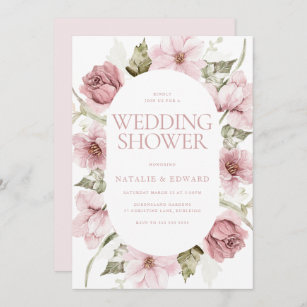 Dusty Rose, Blush & Sage Watercolor Wedding Shower Invitation