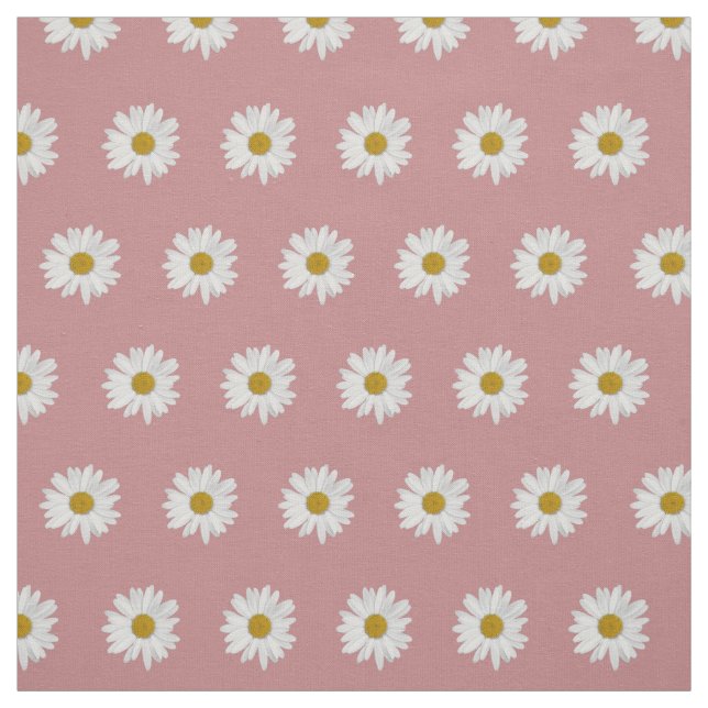 Dusty Rose Bohemian Daisy Pattern Fabric (Swatch)