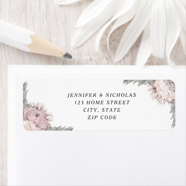 Dusty Rose Boho Dried Flowers Wedding Address (Insitu)