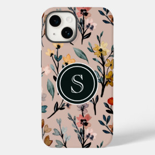Dusty Rose Boho Floral Watercolor Custom Case-Mate iPhone 14 Case