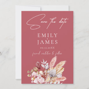 Dusty Rose Boho Floral Wedding Save The Date