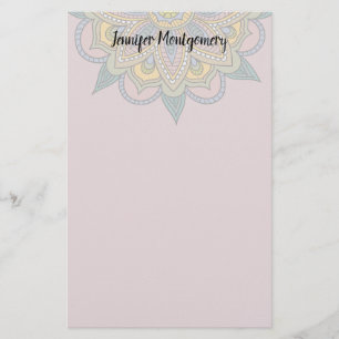 Dusty Rose BoHo Mandala Custom Stationery