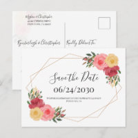 Dusty Rose Boho Watercolor Floral Save the Date