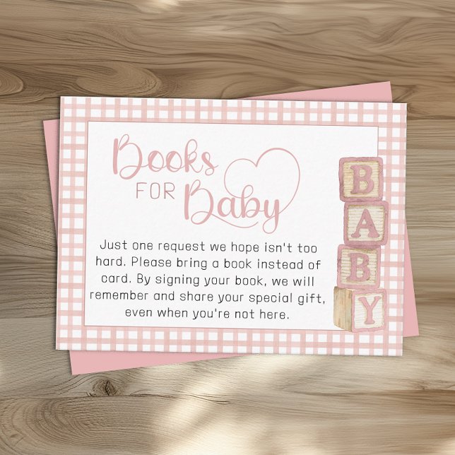 Dusty Rose Books for Baby Card Baby Shower Insert (Books for Baby Baby Shower Insert)