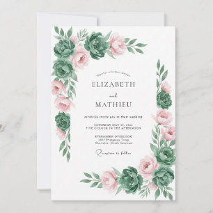 Dusty Rose Botanical Bliss Wedding Invitation