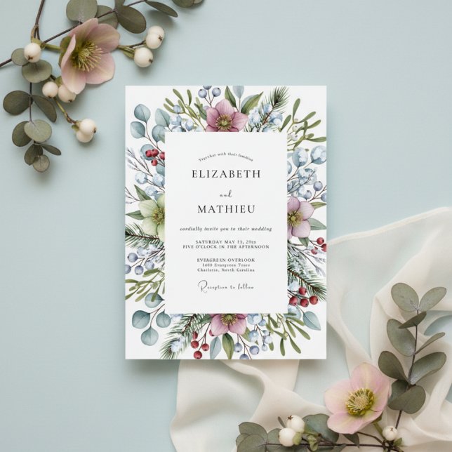 Dusty Rose Botanical Bloom Wedding Invitation (Creator Uploaded)