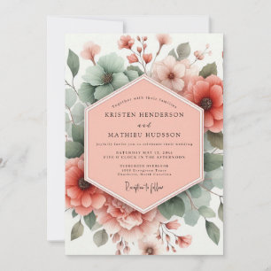 Dusty Rose Botanical Romance Wedding Invitation