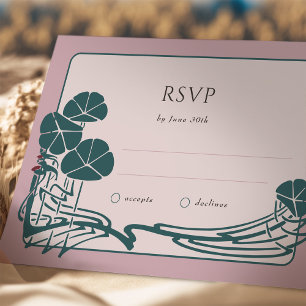 Dusty Rose Botanical RSVP Card Wedding