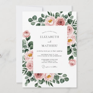 Dusty Rose Botanical Spring Wedding Invitation
