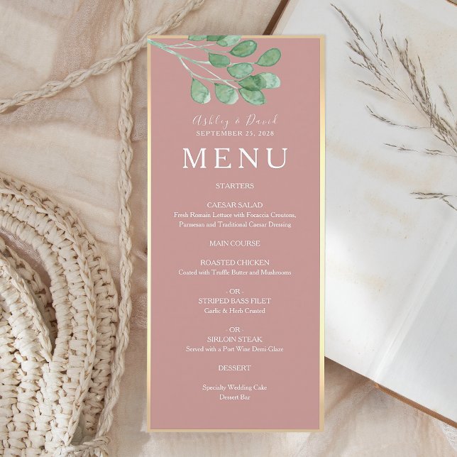 Dusty Rose Botanical Wedding Dinner Menu (Creator Uploaded)