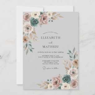 Dusty Rose Botanical Whimsy Wedding Invitation