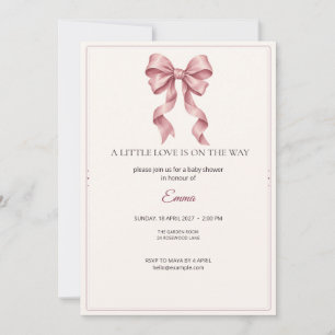 Dusty Rose Bow Baby Shower Invitation Elegant Ri