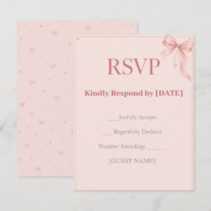 Dusty Rose Bow Baby Shower RSVP Card