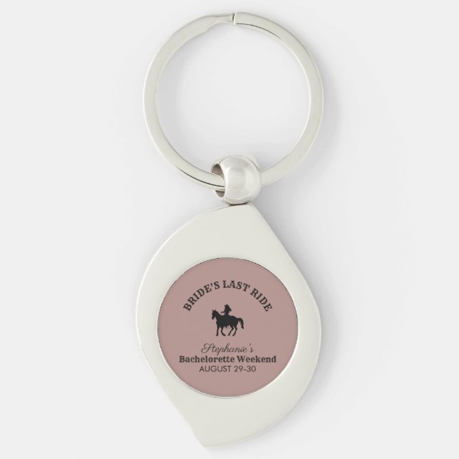 Dusty Rose Bride's Last Ride Bachelorette Weekend  Key Ring (Front)