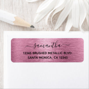 Dusty Rose Brushed Metallic Elegant Name