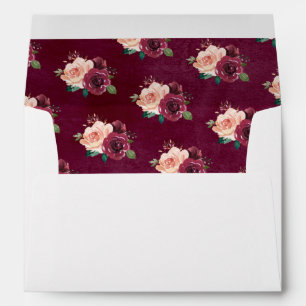 Dusty Rose Burgundy Fall Floral Lights Wedding Envelope