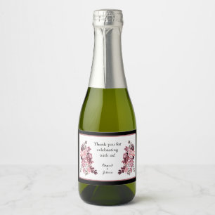 Dusty Rose Burgundy Favour Mini Sparkling Wine Lab Label