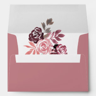Dusty Rose Burgundy Floral Wedding Envelopes