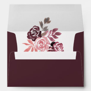Dusty Rose Burgundy Floral Wedding Envelopes