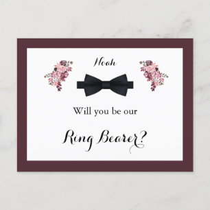 Dusty Rose Burgundy Ring Bearer Request Card