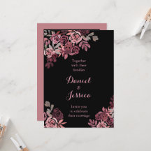 Dusty Rose Burgundy Wedding Invitation