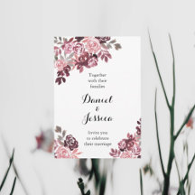 Dusty Rose Burgundy Wedding Invitation