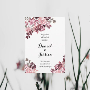 Dusty Rose Burgundy Wedding Invitation