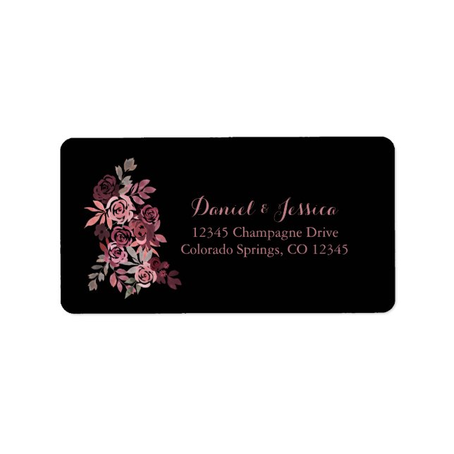Dusty Rose Burgundy Wedding Return Address Label (Front)