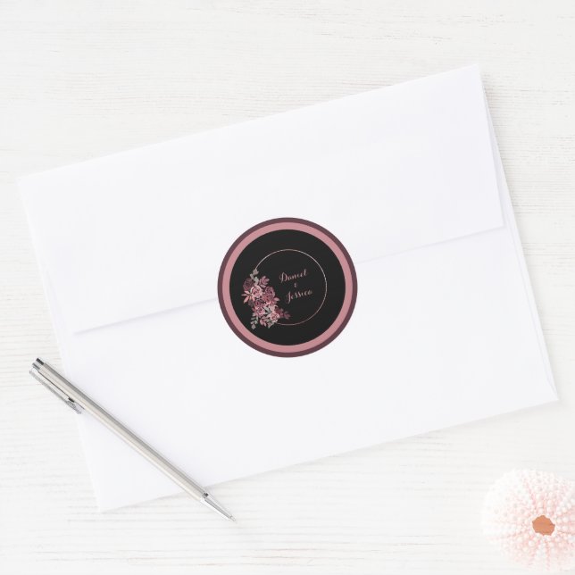 Dusty Rose & Burgundy Wedding Sticker (Envelope)
