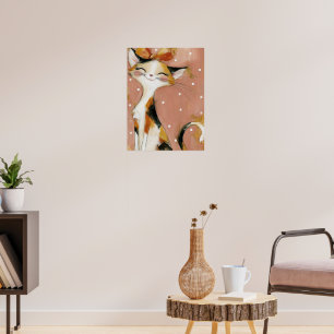 Dusty Rose Calico Orange Palette Knife Impasto Art Poster