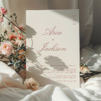 Dusty Rose Calligraphy Modern QR Code Wedding