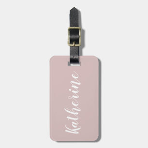 Dusty Rose Calligraphy Name Luggage Tag
