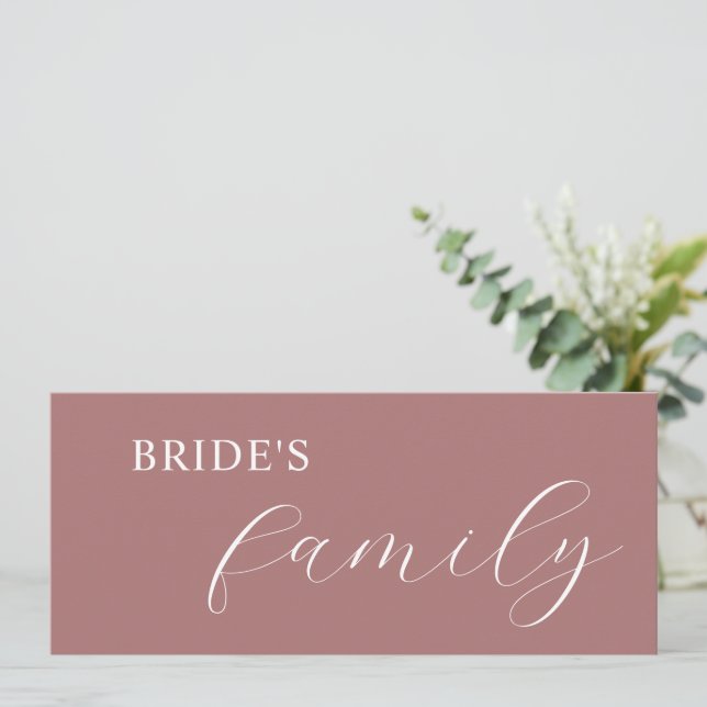 Dusty rose calligraphy reserved place cards (Standing Front)