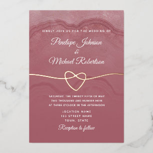 Dusty Rose Calligraphy Wedding Foil Invite