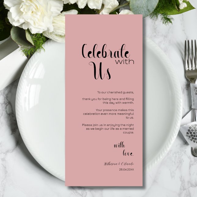 Dusty Rose Celebrate With Us Place Setting Cards (Creator Uploaded)