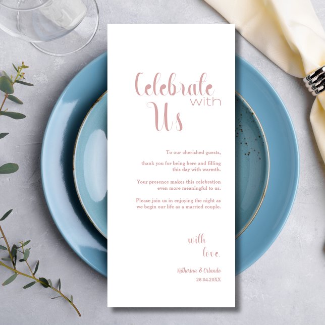 Dusty Rose Celebrate With Us Place Setting Cards (Creator Uploaded)