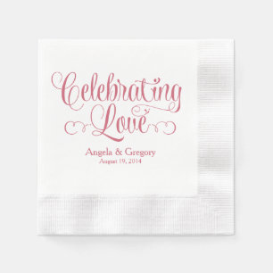 Dusty Rose Celebrating Love Personalised Wedding Napkin