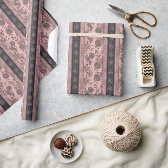Dusty Rose & Charcoal Black Wrapping Paper (Crafts)