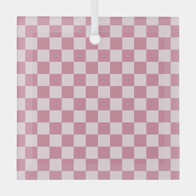 Dusty rose checkerboard pattern glass tree decoration (Front)