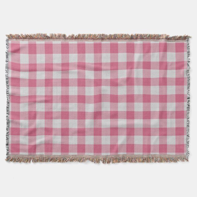 Dusty Rose checkered Plaid Throw Blanket (Front)
