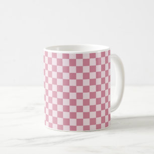 Dusty rose chequerboard pattern coffee mug