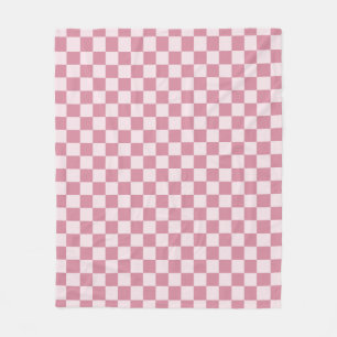 Dusty rose chequerboard pattern fleece blanket