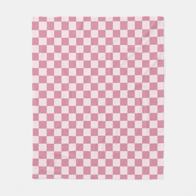 Dusty rose chequerboard pattern fleece blanket (Front)