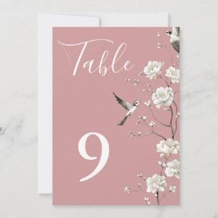 Dusty Rose Chinoiserie Floral Garden Table Numbers