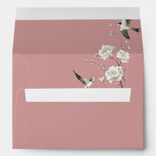 Dusty Rose Chinoiserie Wedding Return Address Envelope