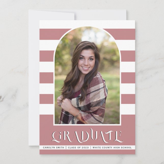 Dusty rose Class of 2023 arch photo graduation Announcement (Front)